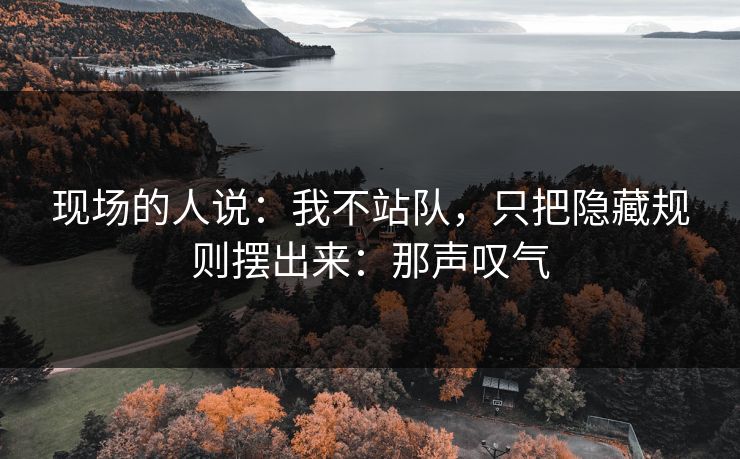 现场的人说：我不站队，只把隐藏规则摆出来：那声叹气
