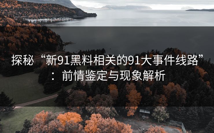 探秘“新91黑料相关的91大事件线路”：前情鉴定与现象解析