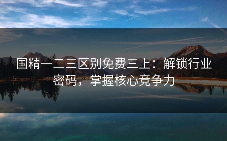 国精一二三区别免费三上：解锁行业密码，掌握核心竞争力