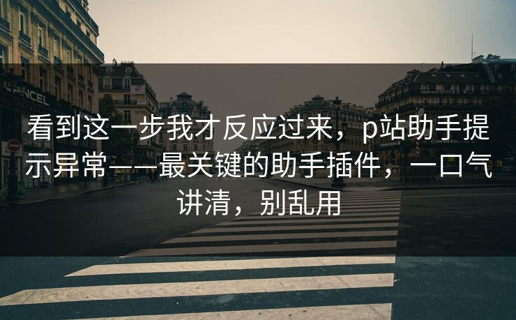看到这一步我才反应过来，p站助手提示异常——最关键的助手插件，一口气讲清，别乱用